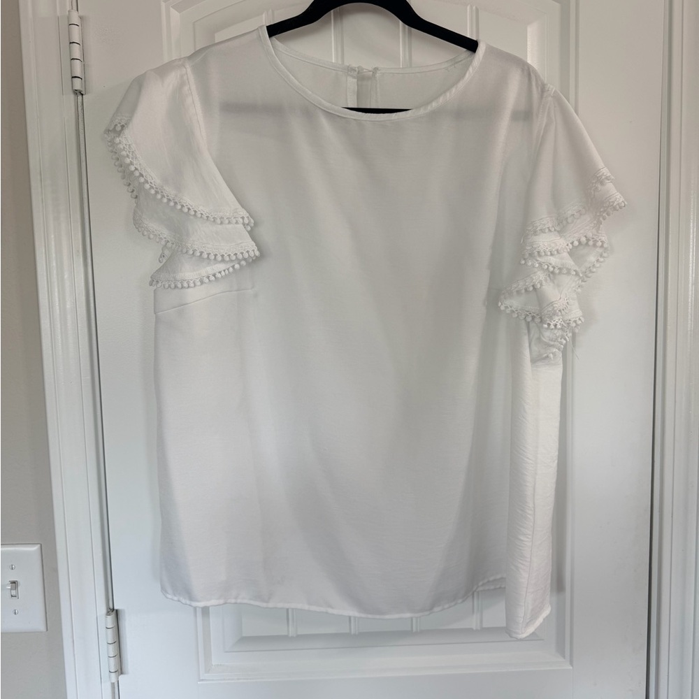 Elegant White Ruffle Sleeve Blouse